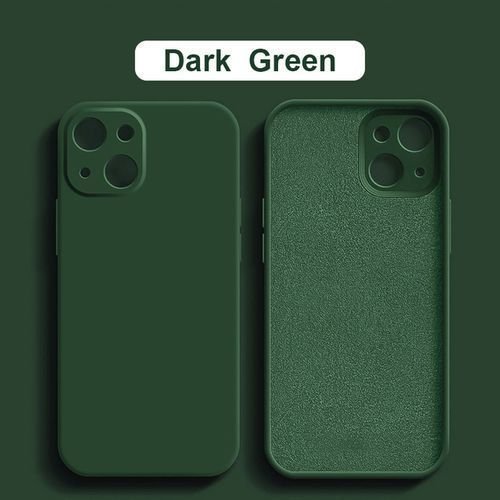 100WD Liquid Silicone Case For IPhone 13, 12, 11 Pro Max, Mini, Xs, X, Xr, 7, 8 Plus, Se 2020, Full Lens Protection(#Dark Green Color)