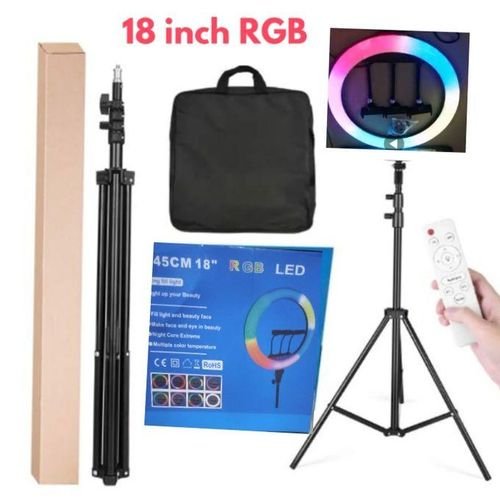 18 Inches RGB Ring Light + Tripod Stand +Bag+Remote Control