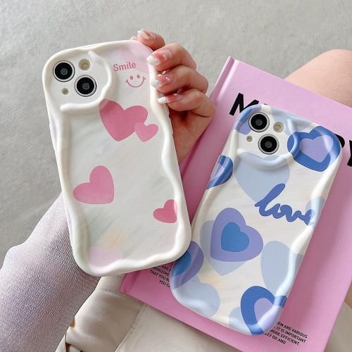 blue pink heart Case iPhone 14 13 12 11 Pro X XS XR Max 7 8 Plus