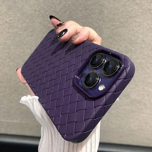 Breathable Weave Pattern Soft Thin Case For IPhone 14 13 12 Mini 11 Pro Max X XR XS Max 7 8 Plus SE 2 3 BV Grid Solid Back Cover(#Purple)
