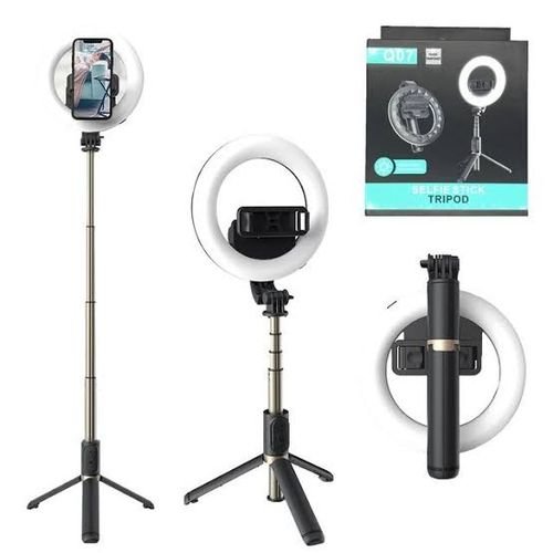 Latest Ring Light Q07 & Tripod Stand & Phone Holder - Rechargeable