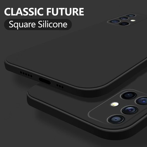 Liquid Silicone Phone Case For Samsung Galaxy S22 S21 S20 Ultra Plus FE A72 A71 A52 A51 A32 A31 4G 5G Soft Thin Back Cover-Black