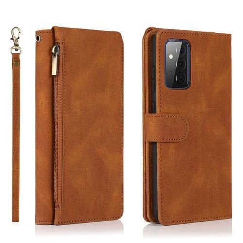 Luxury Leather Case For Samsung Galaxy A53 A13 A33 A73 A72 A52 A32 A12 S22 S20 S21 ULTRA FE S10 PLUS Wallet Flip Phone Bags-Brown