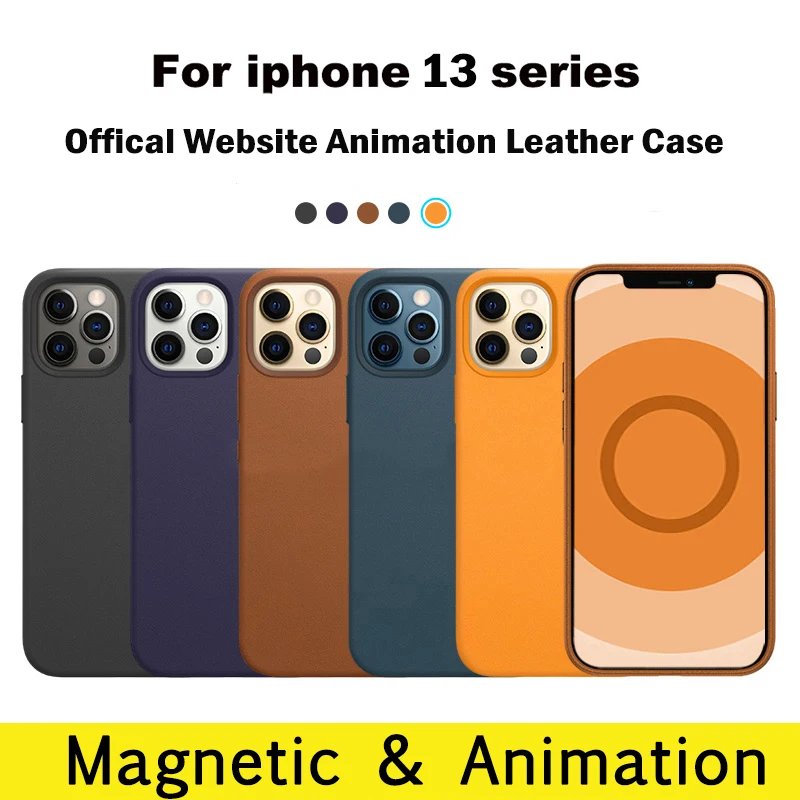 Original For Apple Magsafe Leather Magnetic Case For iPhone 12 13 14 Pro Max Plus 12 13 Mini 14P Wireless Charging Protect Cover