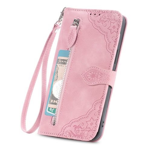 (Pink)Flip Leather Magnetic Phone Case For Samsung Galaxy A53 A73 A33 A23 A13 A14 A52 A72 A51 A71 Zipper Wallet Multi Card Cover Coque WJu