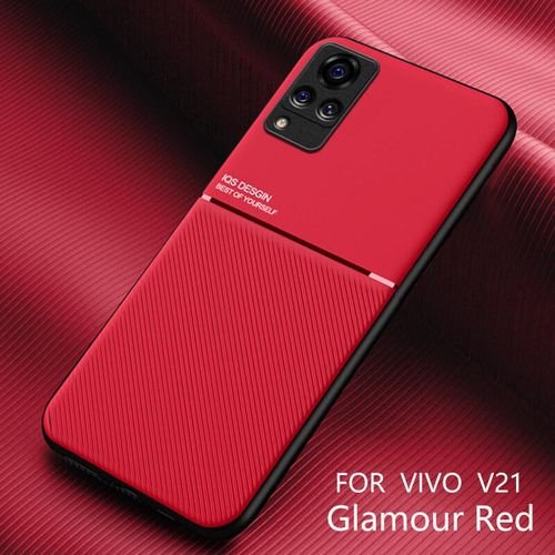 Case for Vivo V21 Casing Anti-fall Soft Non-slip Silicone Grain Back Cover - Red