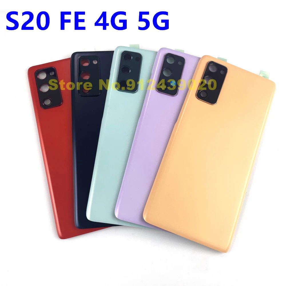 For SAMSUNG Galaxy S20 FE 4G 5G G780 S20FE G781F Back Cover Battery Door Rear Housing Case Replacement With Camera Glass Lens