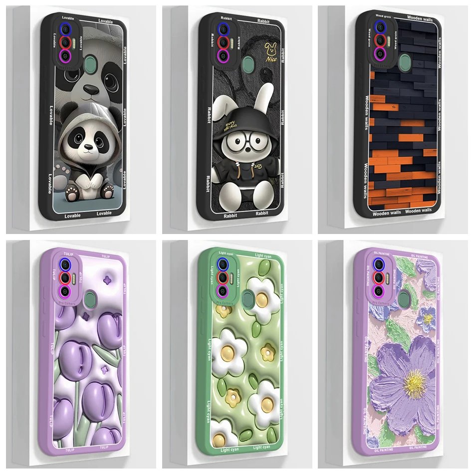 For TECNO Spark 7 Case Cute Cartoon Flowers Painting Phone Case Soft Silicone Back Cover For Tecno Spark 7 Pro 7p 7T Spark7 Capa