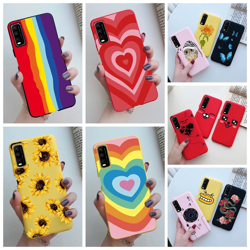 For Vivo Y12s Y11s Y12a Case V2026 V2028 Popular Love Heart Flower Soft TPU Silicone Back Cover For Vivo Y 12 s Y12s 2021 Fundas