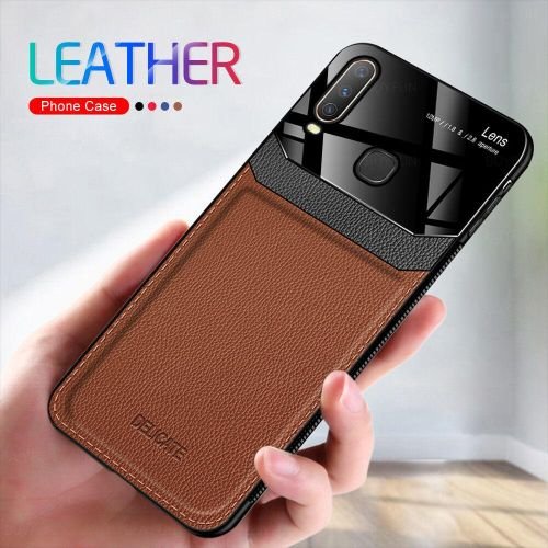 For Vivo Y17 Y3 Y15 Soft Frame Protection Luxury Back Leather Case for Vivo Y 17 Y 3 Y 15 Case Leather Acrylic Back Cover Silicone Shockproof Silm Cover