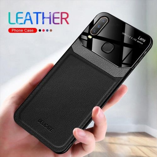 For Vivo Y17 Y3 Y15 Soft Frame Protection Luxury Back Leather Case for Vivo Y 17 Y 3 Y 15 Case Leather Acrylic Back Cover Silicone Shockproof Silm Cover