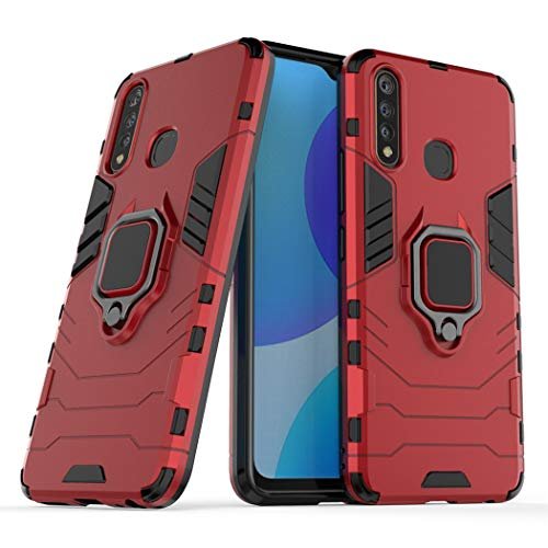 LuluMain Compatible with vivo Y19, U3 Case, Metal Ring Grip Kickstand Bumper (Works with Magnetic Car Mount) Dual Layer Rugged Cover for VIVO Y19, VIVO U3 (Red)