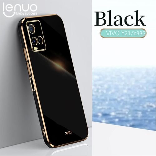Luxury 6D Plating Soft Casing Silicone Square Frame Phone Case For vivo Y21 2021/ Y21S / Y21T / Y21E / Y32 / Y33S Phone Case Shiny Bling Back Cover Coque