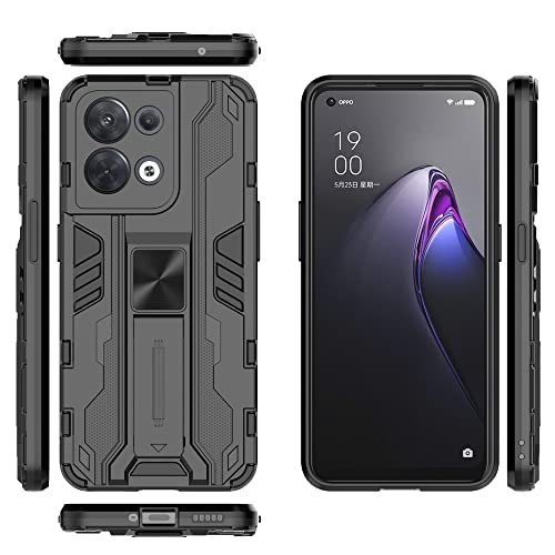 Pzwoxukhov Case for Oppo Reno 8 5G Case Cover,Protective Phone Cover with Kickstand,Magnetic Attraction Function Case Black