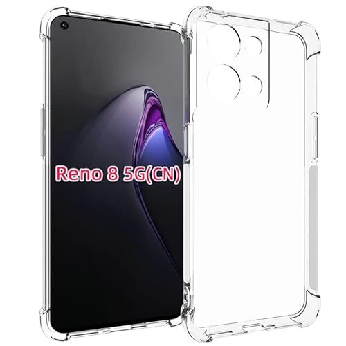 USTIYA Case for Oppo Reno 8 5G Clear TPU Four Corners Protective Cover Transparent Soft