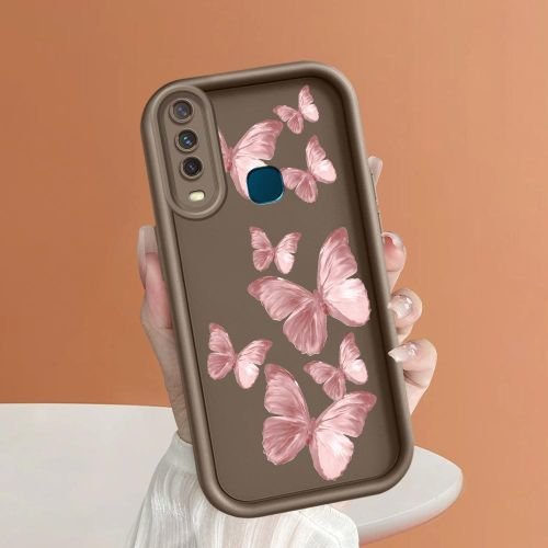 Vivo Y12 Case Pink Butterfly Pattern Soft Phone Cover