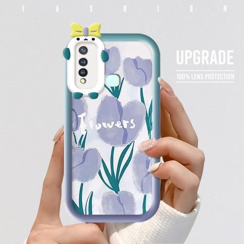 Vivo Y19 Case Tulip Flowers Soft Phone Back Cover