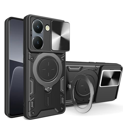 Elubugod Compatible with Vivo Y36 5G Case,Compatible with Vivo Y36 4G Case,with Slide Camera Lens Cover Compatible with Vivo Y36 4G V2247 / Y36 5G V2248 Case Black