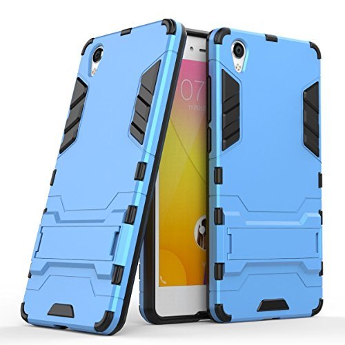 MaiJin Case for VIVO Y51 (5 inch) 2 in 1 Shockproof with Kickstand Feature Hybrid Dual Layer Armor Defender Protective Cover (Blue)