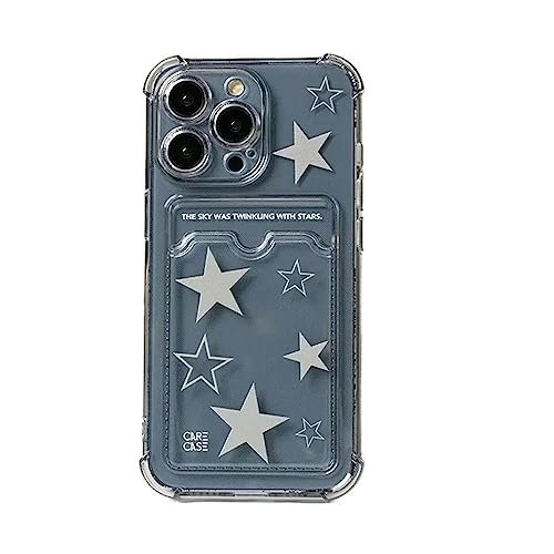 Mamarmot for iPhone 12 Case Cover, Korean Y2K Star Soft Case with Card Slot Holder Cute Kawaii Transparent Protective Shockproof Back Cover for iPhone 12 (for iPhone 12)