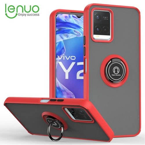 Phone Case For Vivo Y21 Y21s Y21a Y21e Y21t Y32 Y33s Casing Multifunction Car Magnetic Shockproof With Ring Stand Back Cover - Red