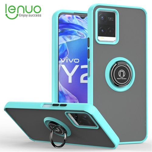 Phone Case For Vivo Y21 Y21s Y21a Y21e Y21t Y32 Y33s Casing Multifunction Car Magnetic Shockproof With Ring Stand Back Cover - Blue